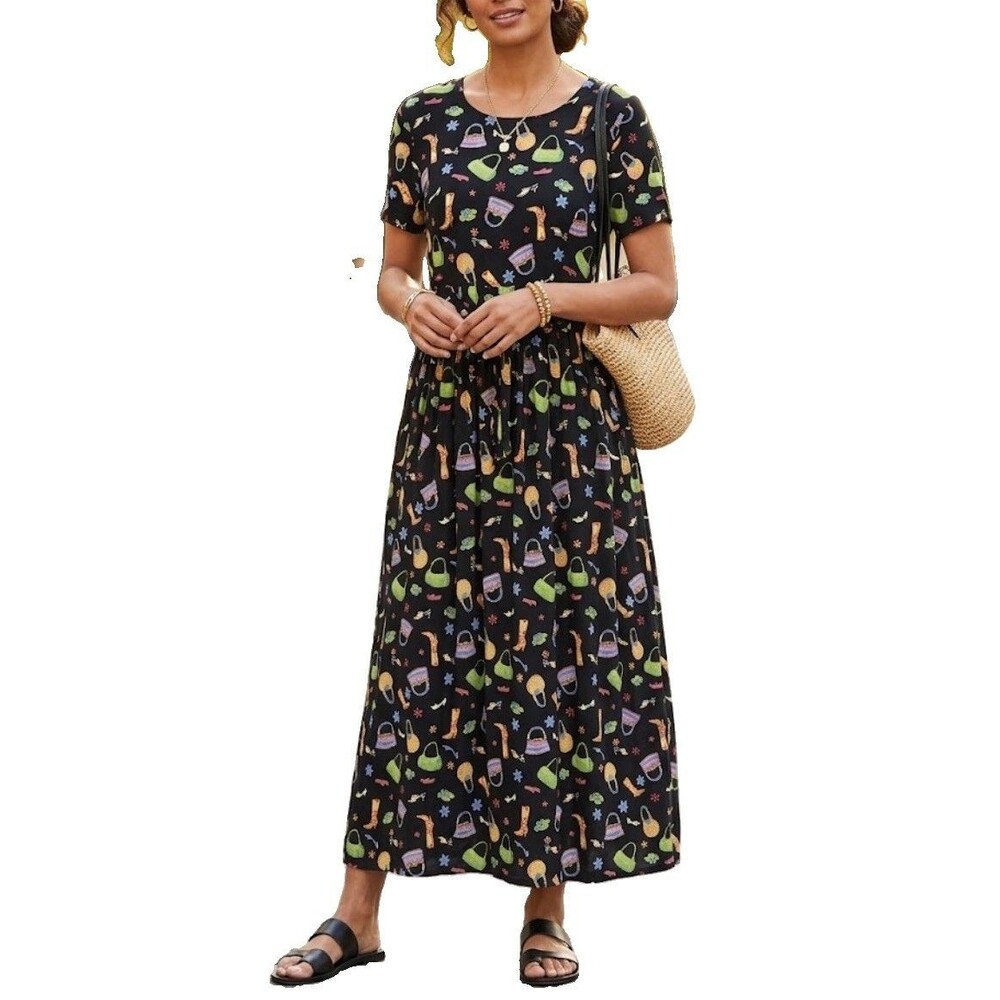 VTG Coldwater Creek Maxi Dress Cottagecore Y2K 90’s Novelty Print Medium